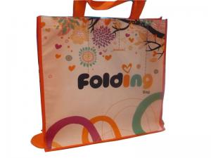80g 4C Matt Coat Printing Shopping Bags, Non Woven Carry Bag With Orange Binding