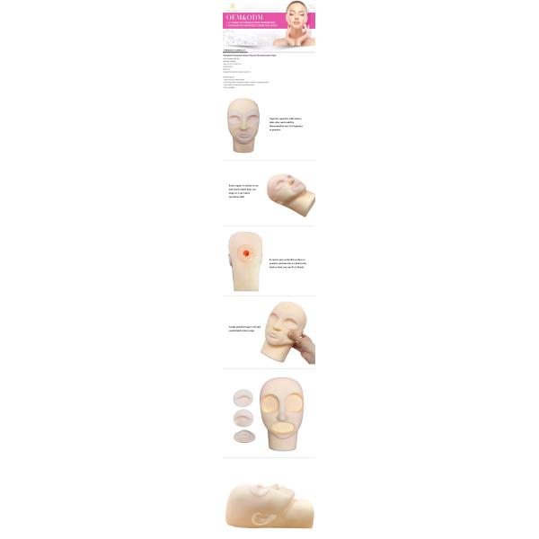 Reusable Silicone Permanent Makeup Practice Skin Mannequin Head