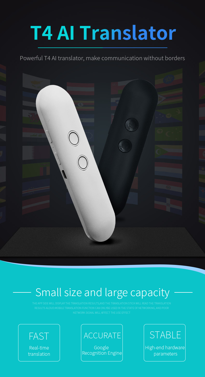 Two Way Portable Language Translator Machine Mini AI Translation Pen