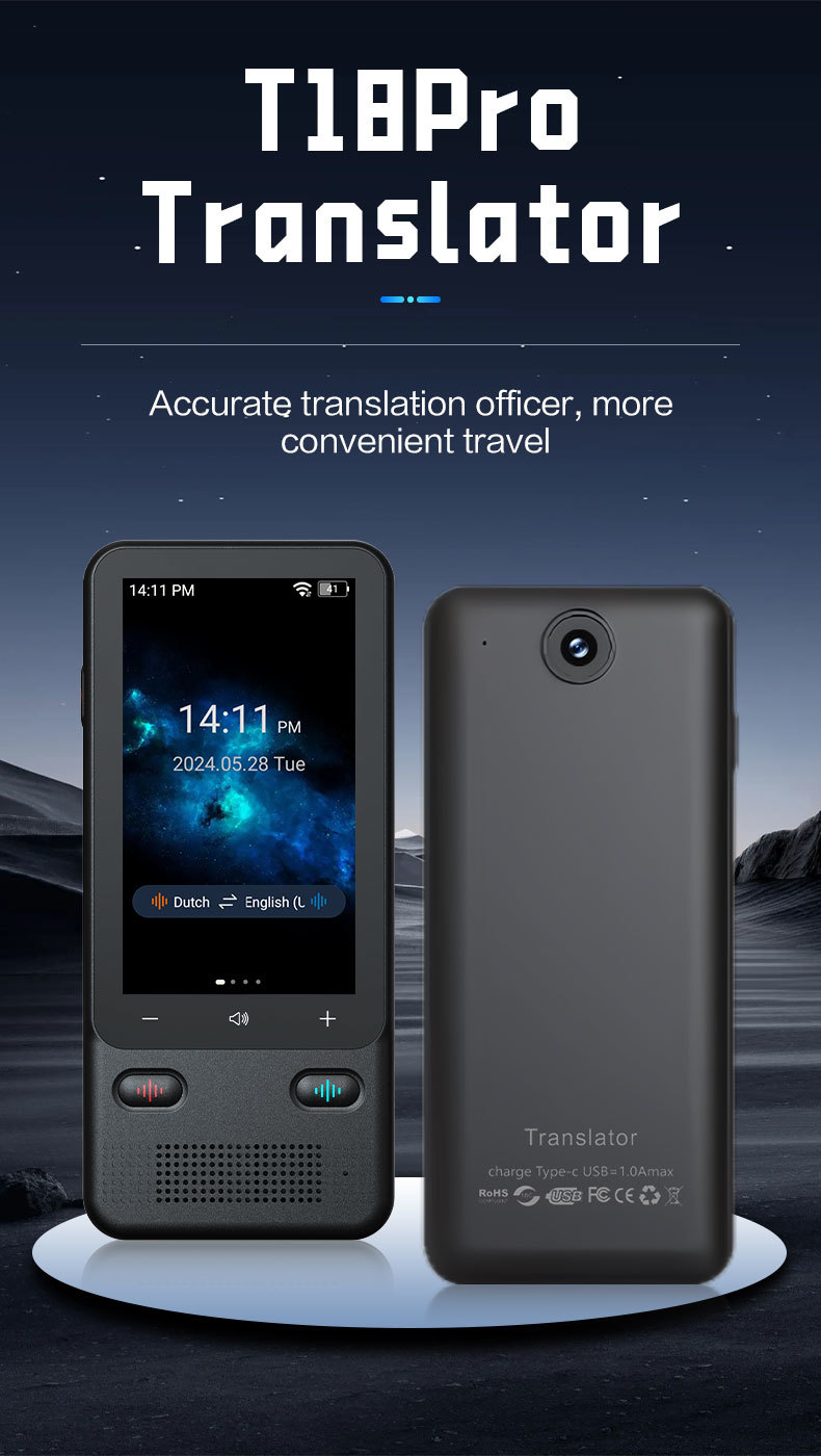 Offline 160 Multi Language Translator AI Translator Device 16G Large Storage