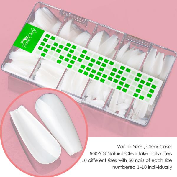 MSDS Certification Included Plastic Artificial Nails Customized Full Cover Nail Tips 100 Pcs French Short C Curve Xl