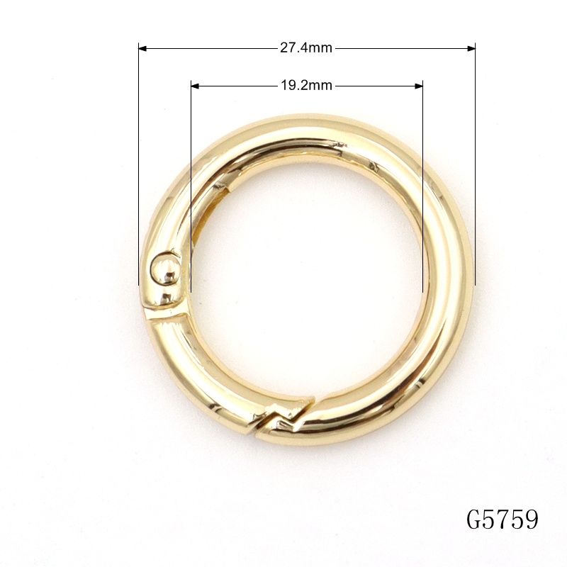 27mm Openable Push Gate Metal Spring O Ring Clip, Popular Circular Spring Key Ring Clasp for Keychains & Bag Charm Accessories