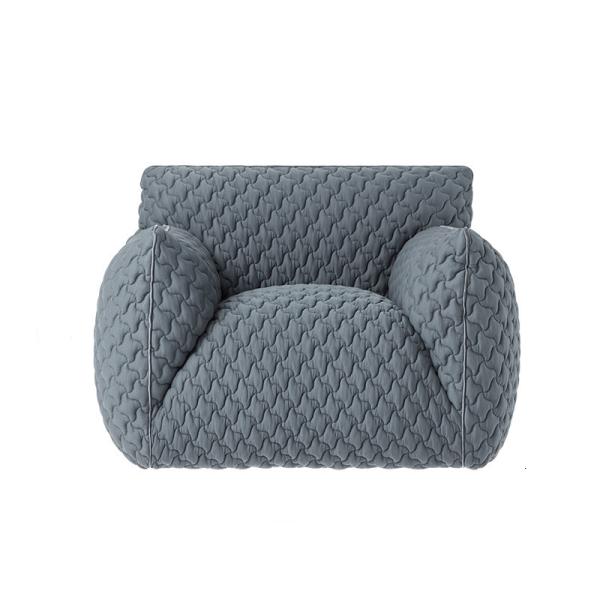 Vacation Hotel Waiting Room Sofa Modern Single Blue Linen Fabric Sofa