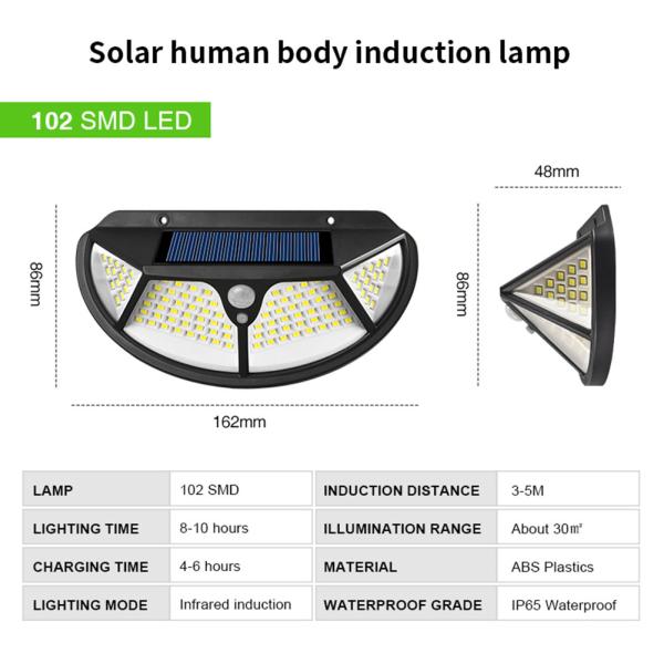 5.5V 0.55W 260Pcs Led Solar Motion Sensor Wall Light Human Body Induction