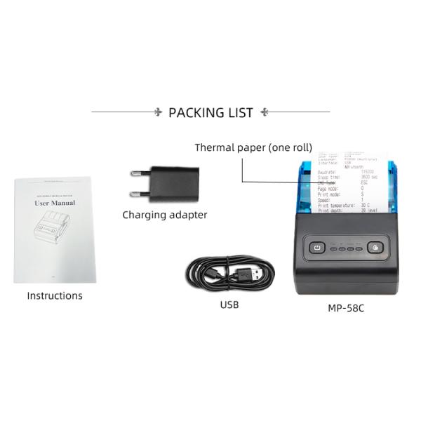 Stock Android Driver Bluetooth Mobile Printer Thermal Receipt Wireless Printer 58mm