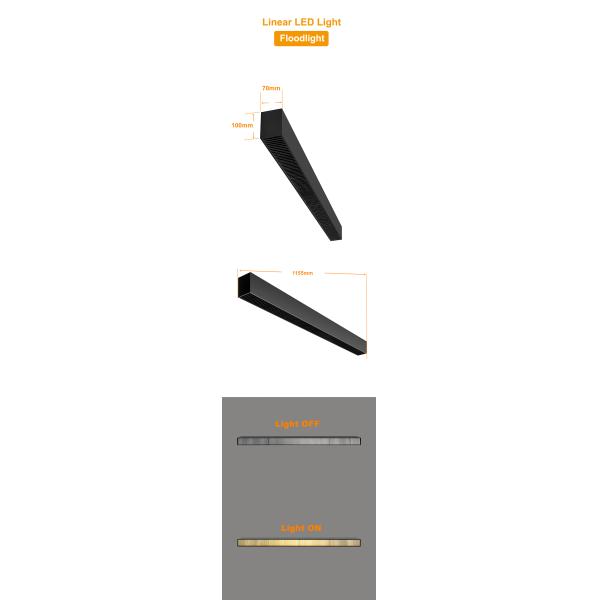 45W Suspended Linear LED Light Fixture 90lm/W For Home