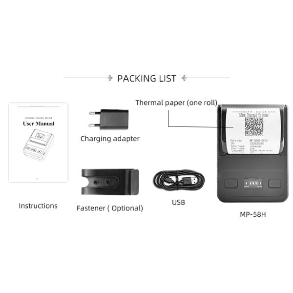 USB BT Wireless Interface Mini Portable Thermal Mobile Printer for Blue Tooth Printing