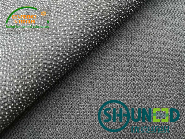 100% Polyester Fusible Twill Woven Interlining Fabric With Double Dot