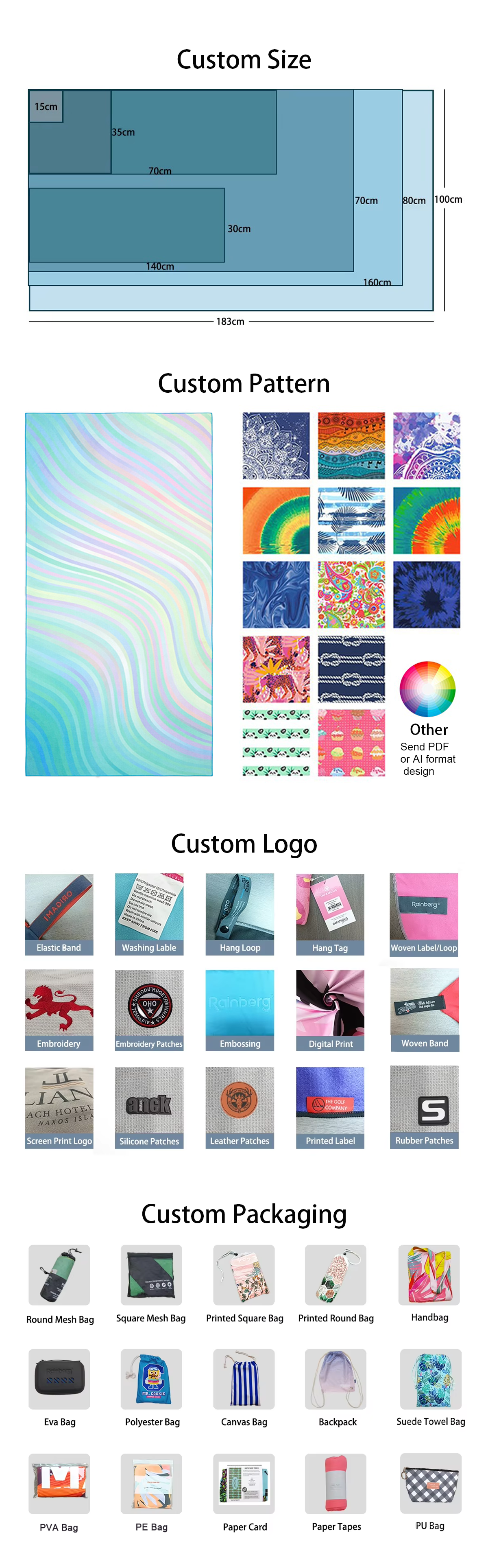 sublimation sand proof beach towels with a zip pocket recycled microfiber swimming pool summer beach towel with bag