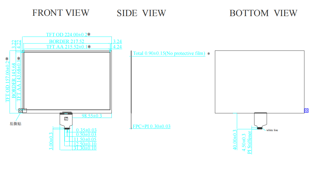 10.2 Inch E Paper Display 640×960 Resolution Black / White Color E Ink Screen