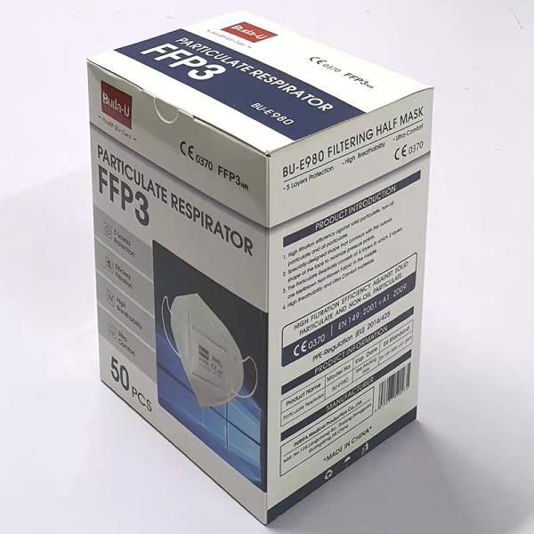 EN149 FFP3 Face Mask , Breathable FFP3 Protective Face Mask With Elastic Earloop , With No Valve , White Color