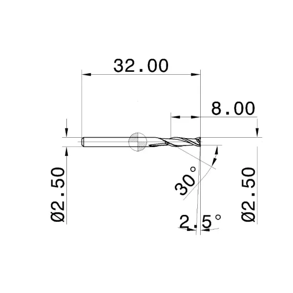2 Flute 30 Helix Solid Carbide Endmills for Non-Ferrous Materials