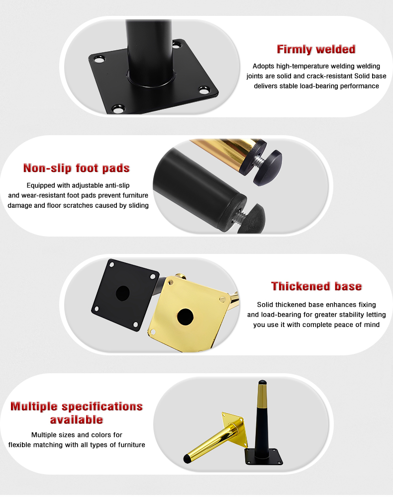 Light Luxury Extended Metal Table Leg Brackets Adjustable Support Legs for Dressing Tables Stools and Bathroom Cabinets
