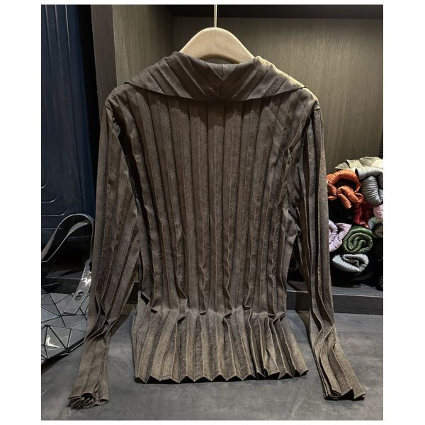 High-end Korean Style Pleated Solid Color Single Button Breathable Blazer Elegant Casual Lazy Atmosphere Slimming Cardigan for