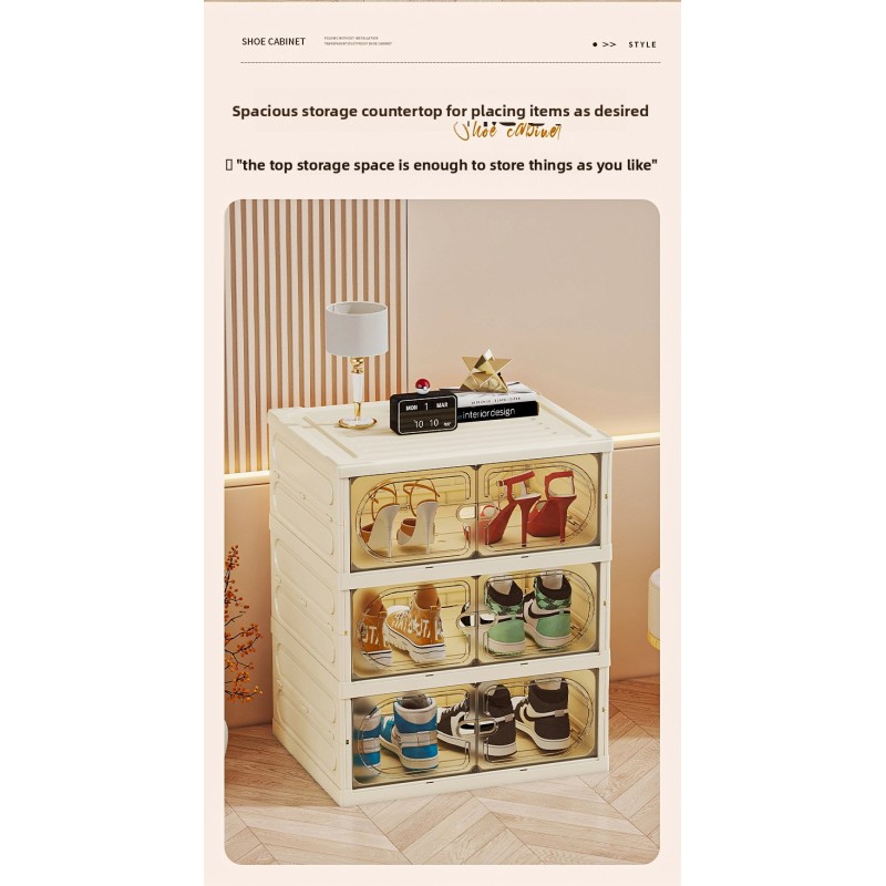Multifunctional Entryway Shoe Storage Foldable Transparent Acrylic Box Dustproof Minimalist Organizer for Home Clear Shoe Case