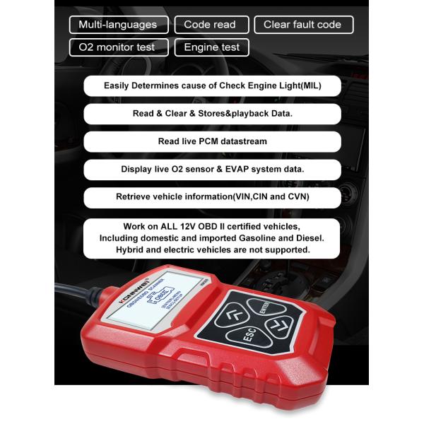 KW309 Diagnostic Tool OBD2 Auto Code Reader For All 12V OBD2 Cars Trucks