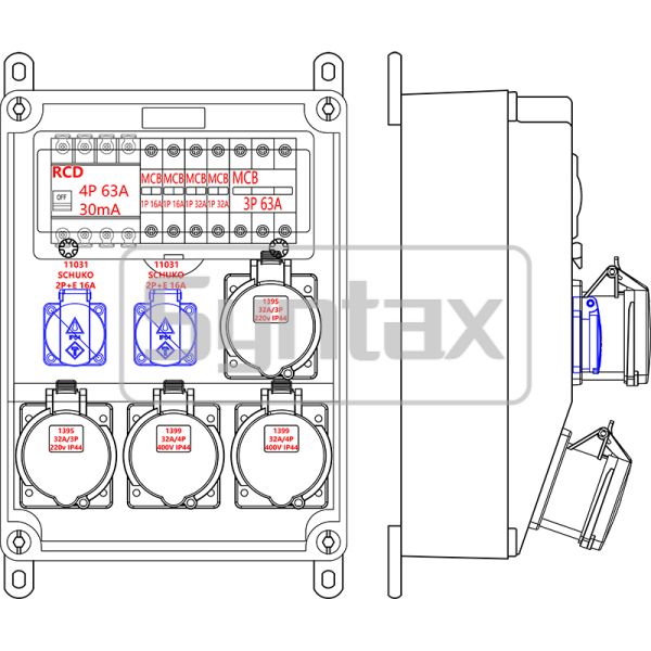 Syntax CX3 Distribution Box technical drawing and layout