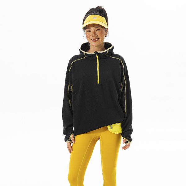 Custom OEM ODM Half Zip Hooded Thermal Pullover, Constant Temperature Warm Grid Outdoor Fleece Top, Custom Logo & Fabric Supported