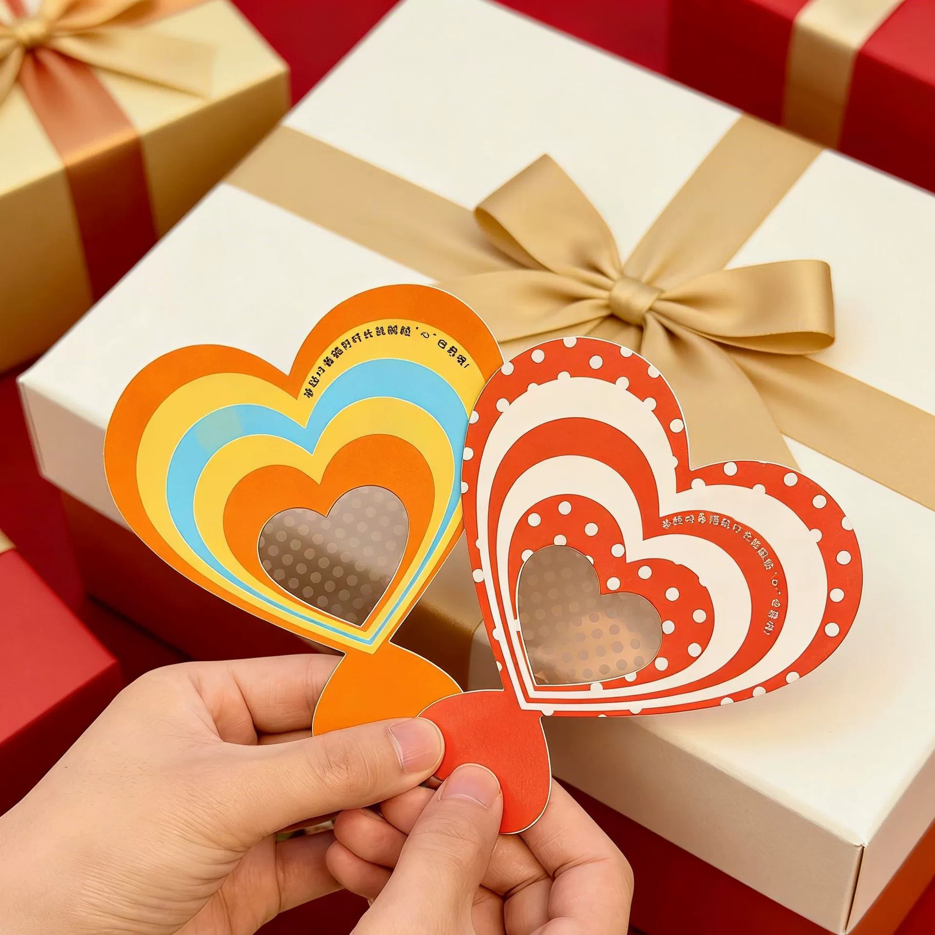Custom OEM Diffraction Heart Card Printing Interactive Rainbow Light Effect Cards