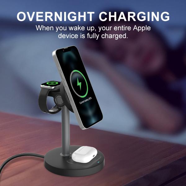 S11 3 in 1 Magnetic Wireless Charging Stand with Adjustable Charging Angle and USB Type-C Input Interface