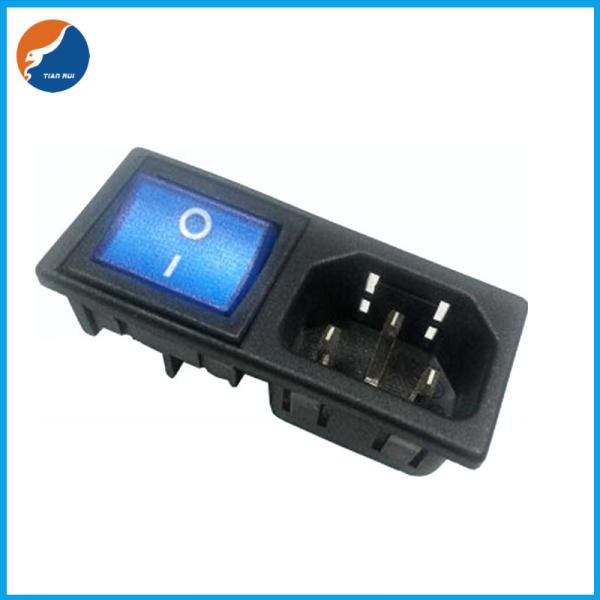 R14-B-1FB2 10A 250VAC 3 Pin C14 Inlet Connector Plug Power Socket With Rocker