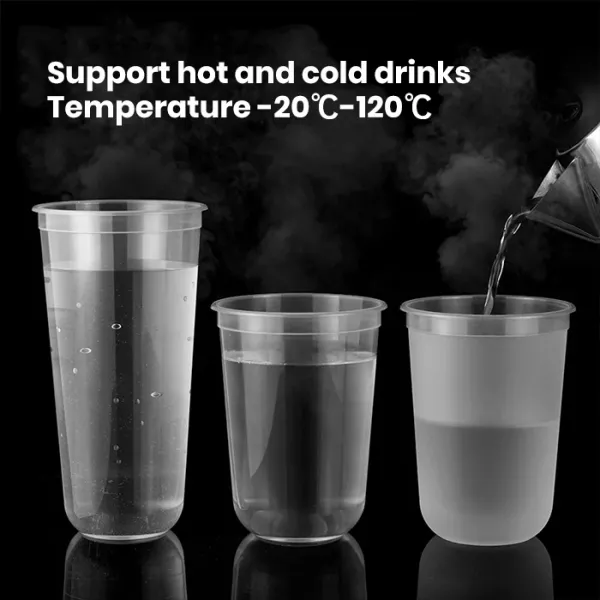 Printed Logo Disposable Transparent Matte PP Cup U Shape Milk Tea Plastic Cups