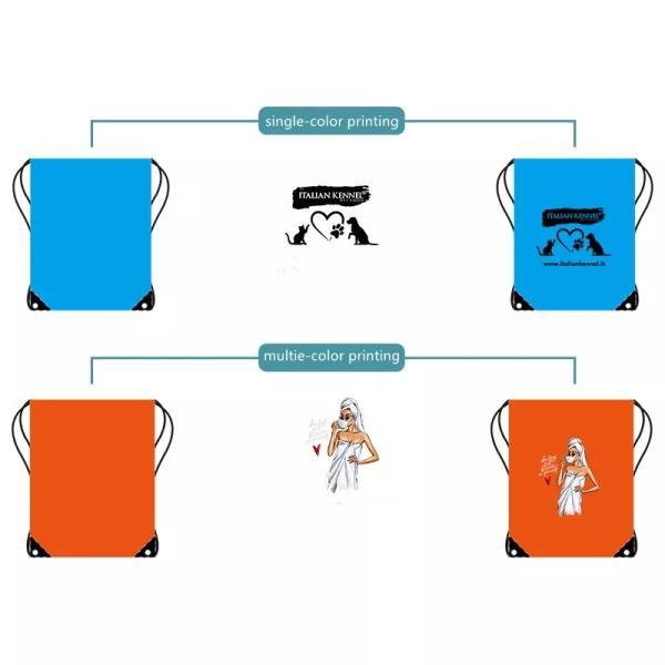 Customized Medium Size Polyester Nylon Drawstring Backpack for Silk Screen Printing