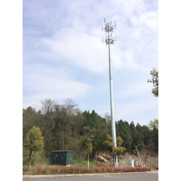 Communication Monopole Mobile Antenna Tower For Broadcasting With Climbing Ladder