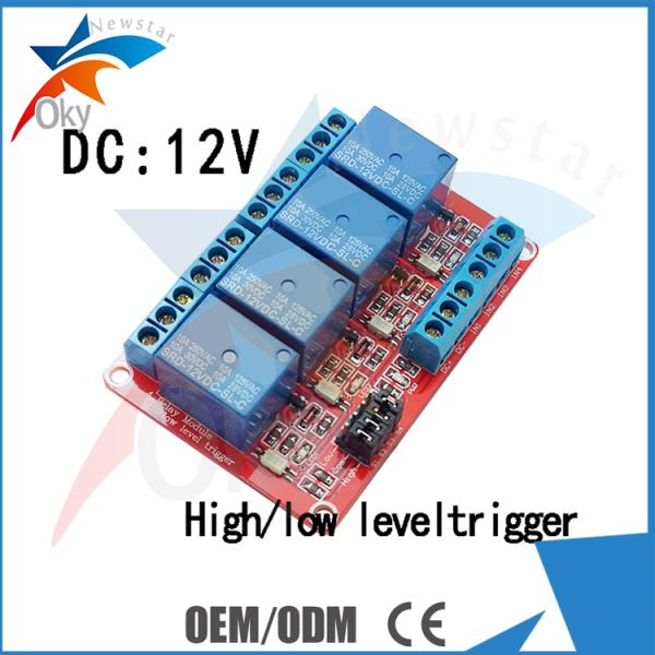 Lightweight Four Channel Relay Module For Arduino , Red Board