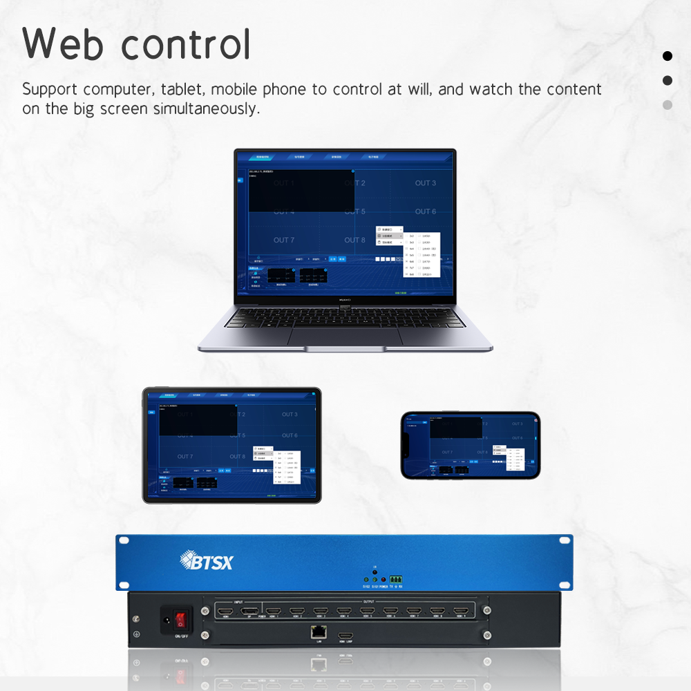 64-Channel 4K60 Video Wall Controller with 1080P and 1200P Resolution Multi-Screen Splicing Processor