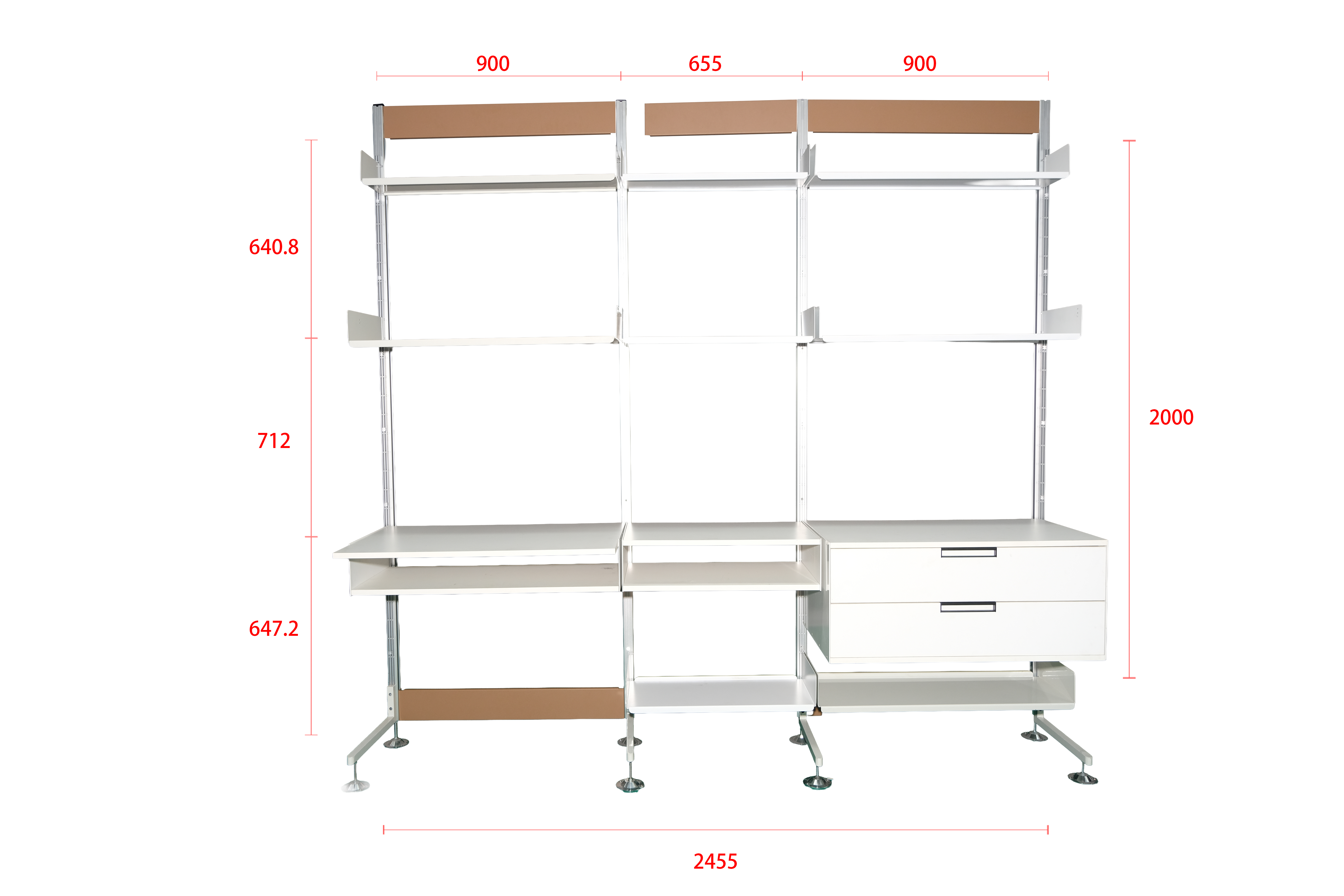 FreeFrame Series Modern Modular Storage Rack Standing Type Shelving System for Living Room Wardrobe Height Clothing Food