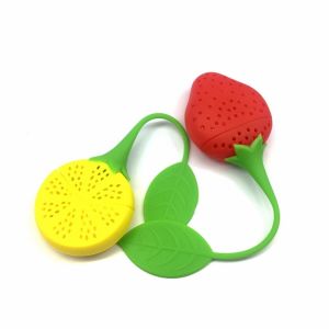 Quality Bulk Unique Yellow Lemon Shape Cute Fruit Silicone Tea Strainer Infuser for sale