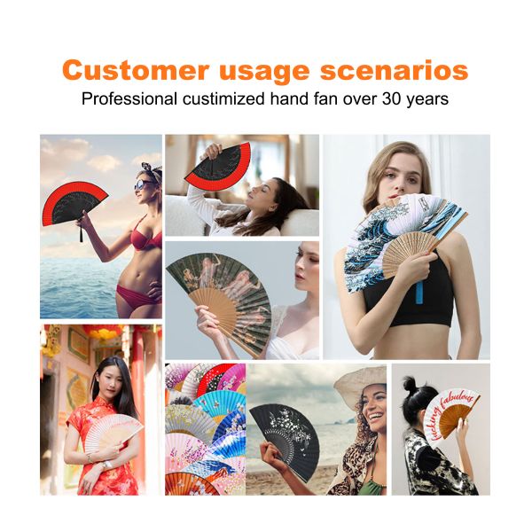 High Quality Personalized Custom Printing Wedding Bamboo Handheld Foldable Hand Fan