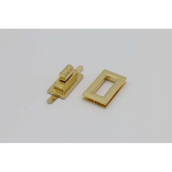 Newest custom simple rectangle light gold bag hardware twist turn locks