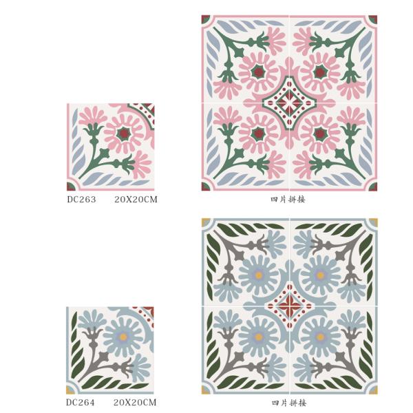 20x20cm Pink Green Ceramic Tile for Bathroom Kitchen Floor