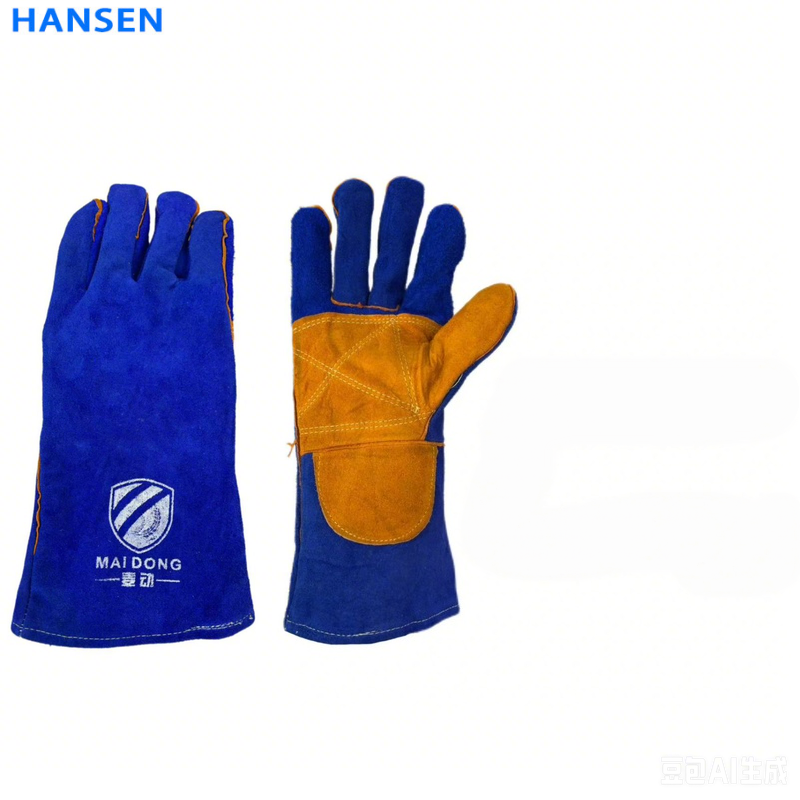 Split Cowhide Welding Gloves , Double Layer Heat Resistant Welder Gloves , Short Driver & Long Cuff Leather Safety Gloves , Anti Spark Wear Resistant