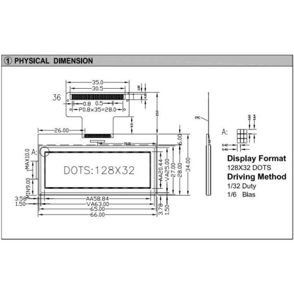 128*32 graphic LCD Module NT7534 with backlight FPC connector industrial display