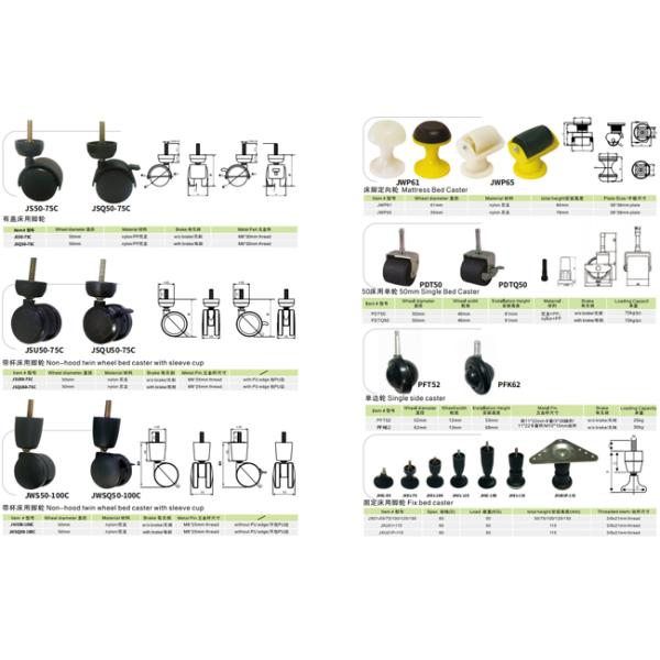 Plastic Gray TPR Wheel Casters 2 Inch 50mm Swivel With Brake