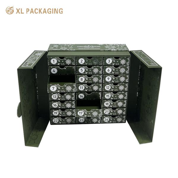 XL Packaging Custom Packaging Box Factory Customized 24 Drawer Advent Calendar Gift Box Packaging Hot Coffee Bag Chocolate Bag