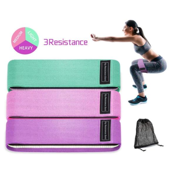 Slipfree 86*8cm Workout Fabric Resistance Bands Hip Loop 3pcs