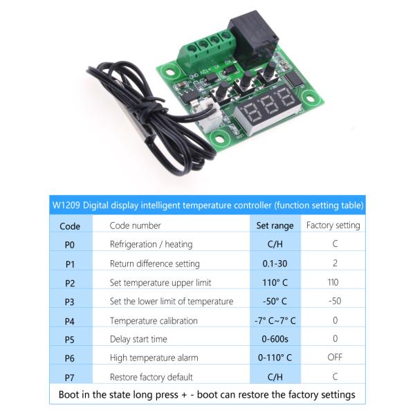 W1209 LED Digital Thermostat Temperature Control Thermometer Thermo Controller Switch Module DC 12V Waterproof NTC Senso