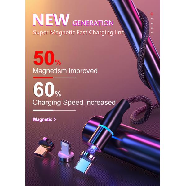 2A 3 In 1 480 Mbps Micro USB 360 Degree Rotating Magnetic USB Cable