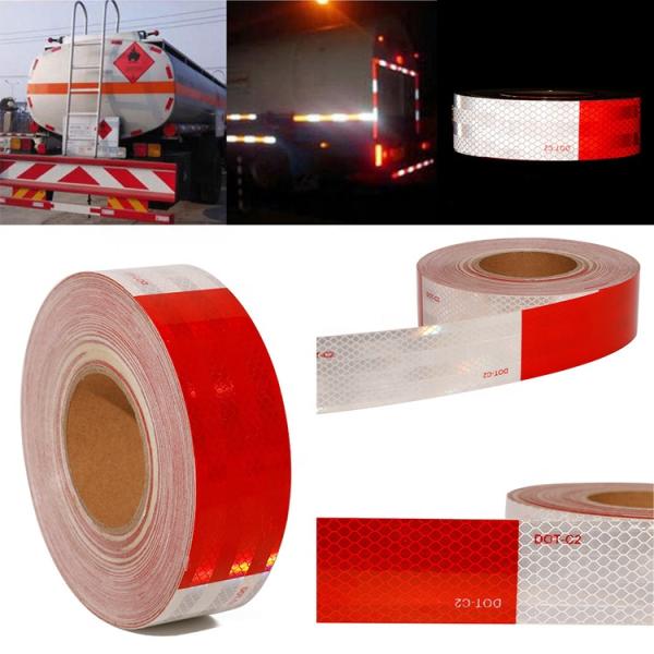 Self Adhesive DOT-C2 Red And White Prismatic Retro Reflective Reflector Tape Stickers For Vehicle Trailer Truck
