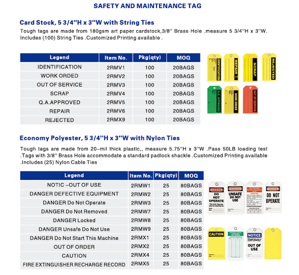Custom Design Plastic Safety Tag For Industrial Safety And Effectiveness