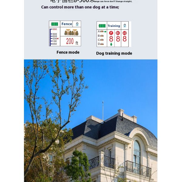 Smart Rechargeable Wireless Plastic Outdoor Dog Fence Training Collar Waterproof IP67 Electronic Shock Stop Barking Pet Training