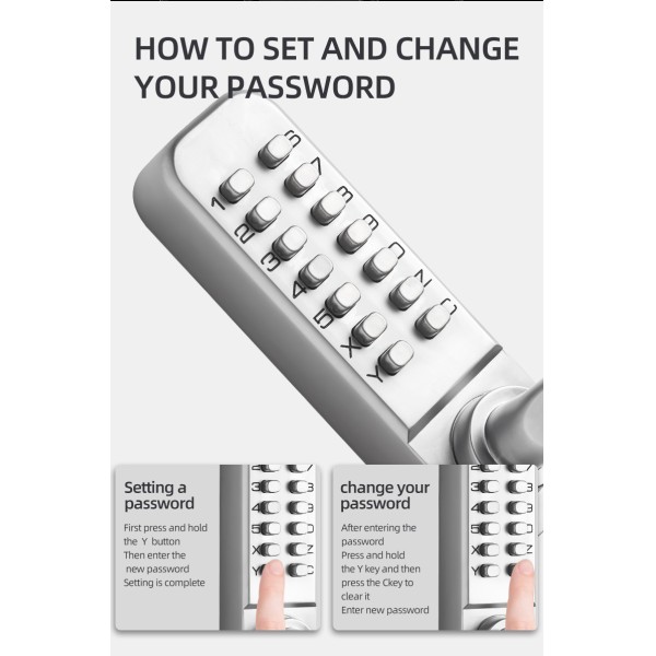 3rd Double-sided Button Mechanical Password Lock No Need to Open the Lock for Password Change Waterproof Household Lock