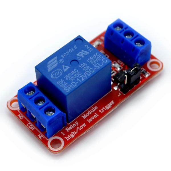 Contact Load 12V 1 Channel Relay Module with Optocoupler Isolation on Red PCB Board