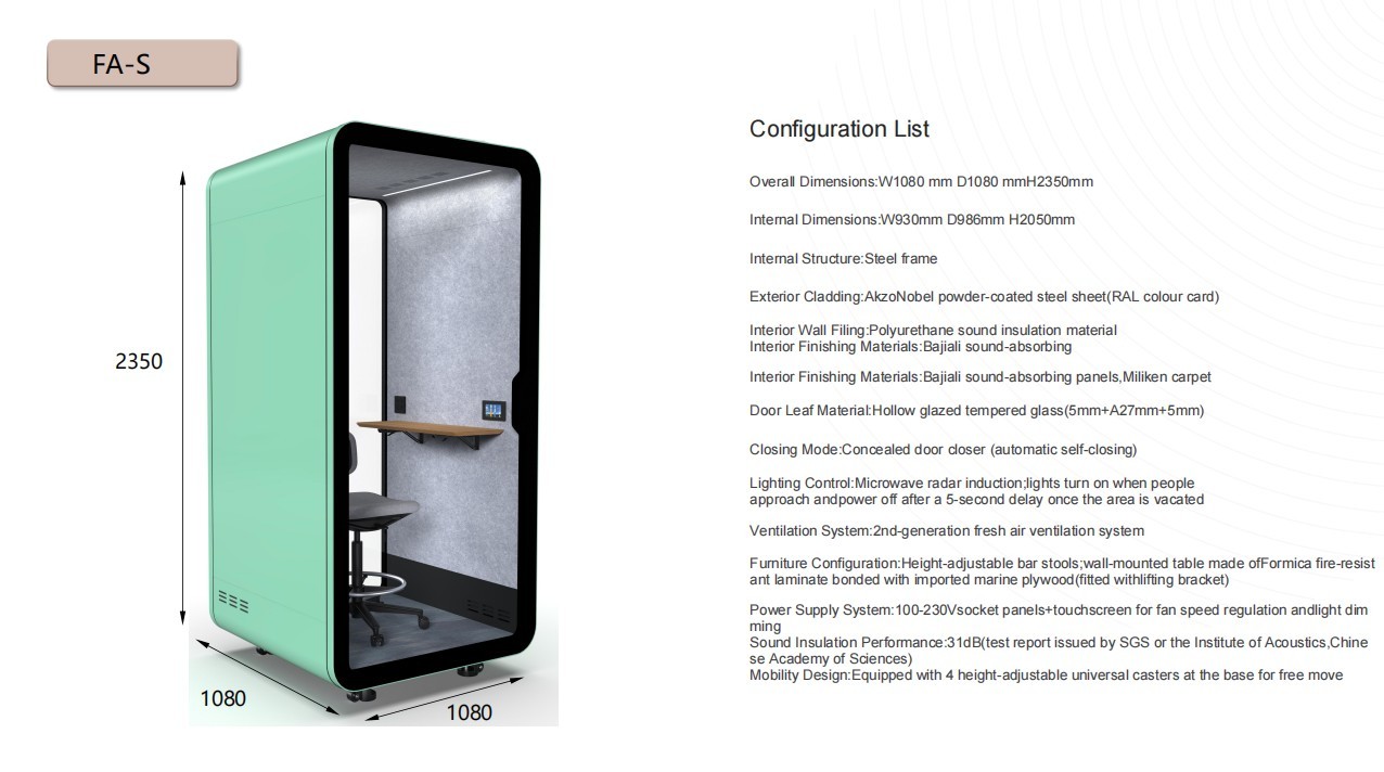 Relocatable Modular Soundproof Office Pod Tool Free Assembly Booth