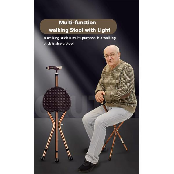 Customized Walking Cane With Chair Three Legs Multi Functional