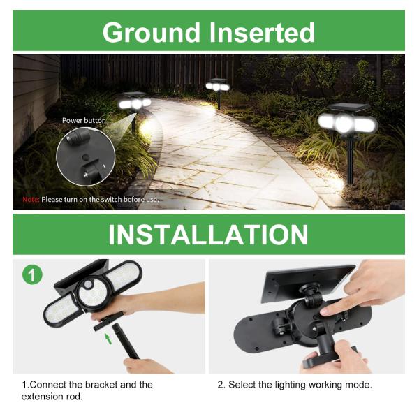 2400mAh 120LED USB Rechargeable Motion Sensor Light Three Head 140COB